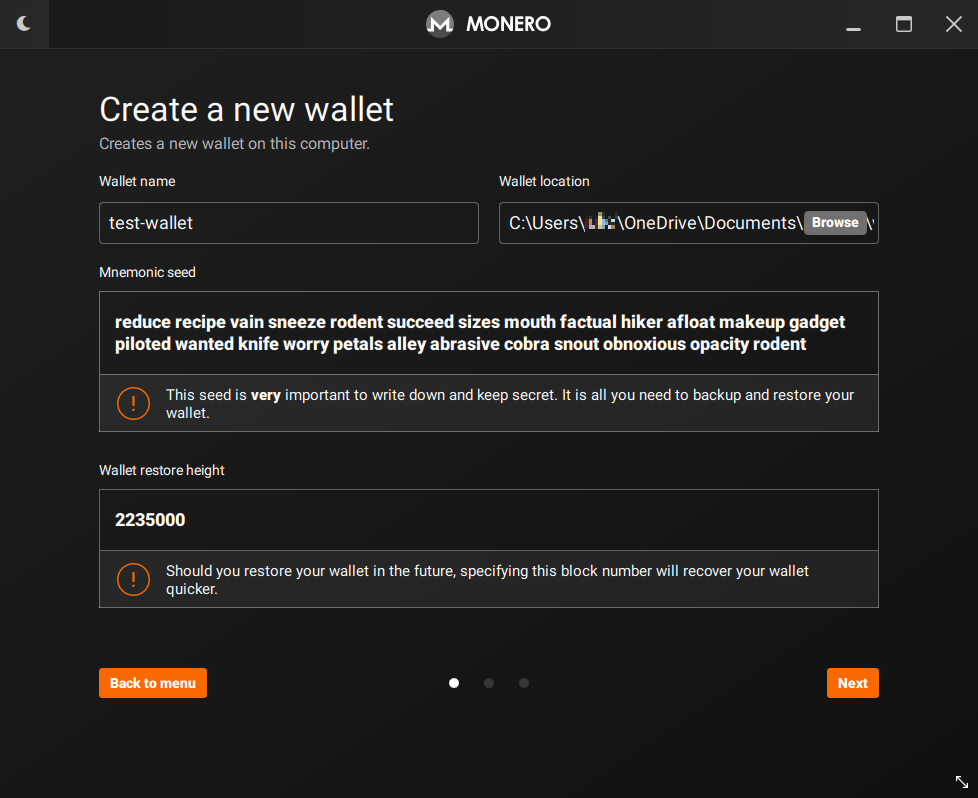 Monero GUI app setup 5