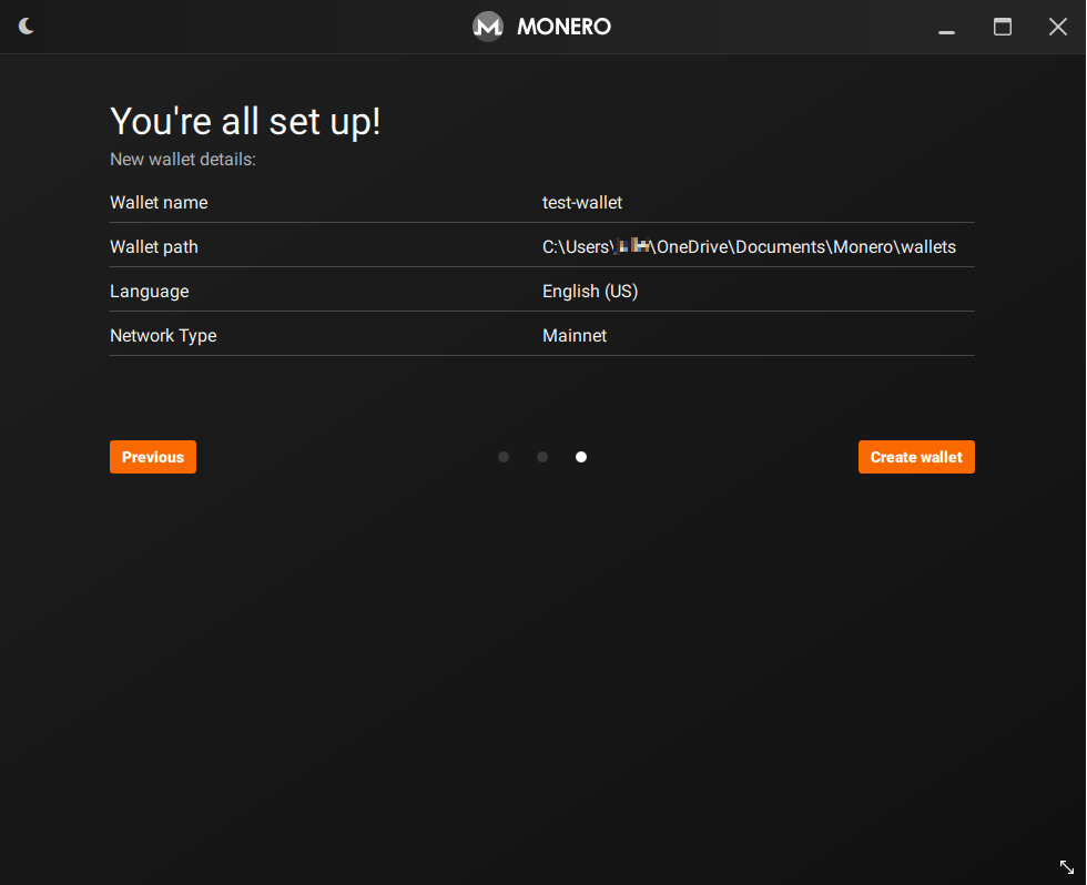 Monero GUI app setup 7