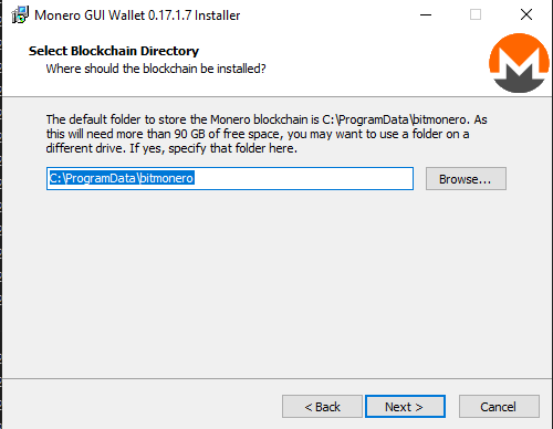 Monero GUI Installation Wizard Step 4
