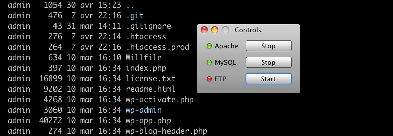Screenshot of XAMPP in all its minimalistic glory